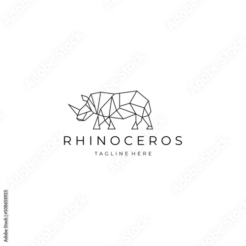 Rhinoceros geometric polygonal logo vector icon design template