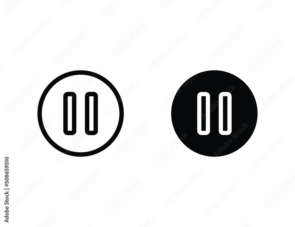 pause icon. outline icon and solid icon