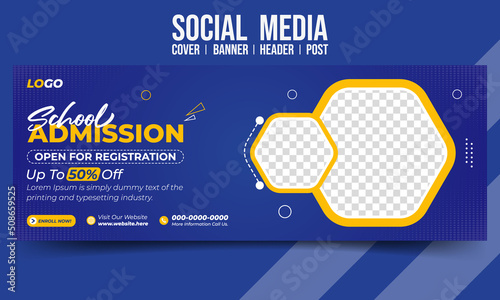 Creative School Admission social media cover banner header post vector template
