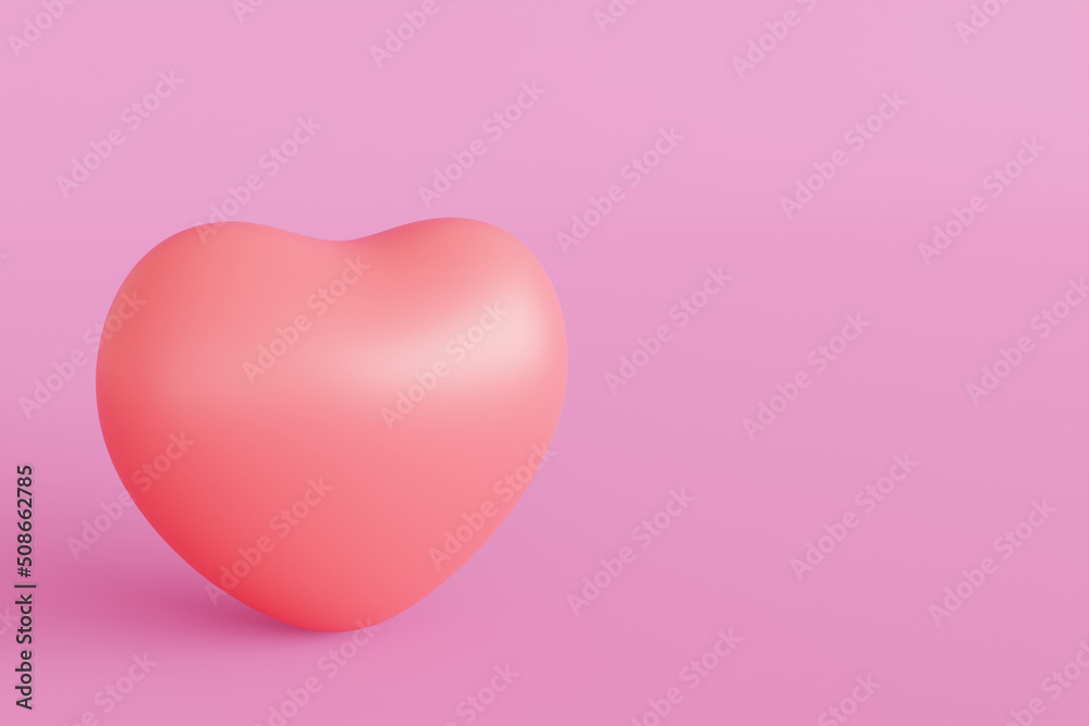 3D Illustration pink heart on pink background. Suitable for Valentine's Day and Mother's Day decoration.