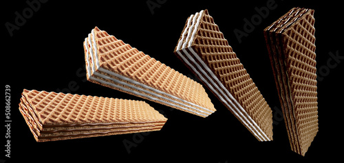 Set of Crispy Wafer. 3d illustration. Isolated on background. photo