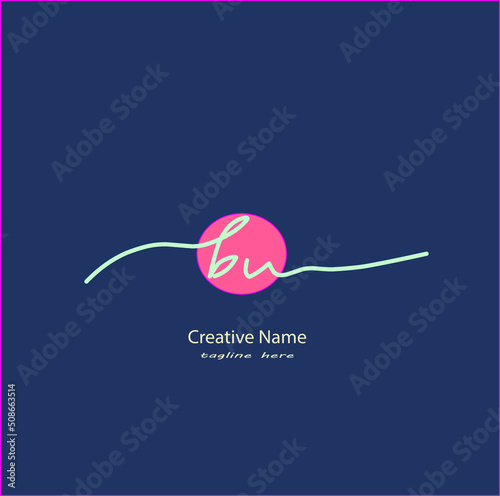 bu Initial handwriting logo vector design