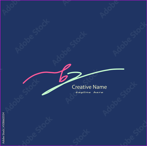 bz Initial handwriting logo vector design