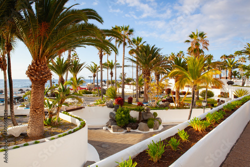 Foto Evening on the promenade. Puerto de la Cruz, Tenerife, Spain