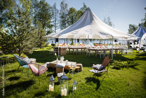 Wedding tent with large balls