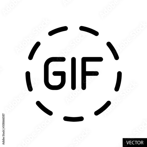 GIF dashed line circle vector icon in line style design for website design, app, UI, isolated on white background. Editable stroke. Vector illustration.