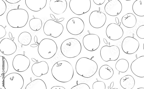 Seamless Pattern with Apples isolated on white Background. Vector illustration.