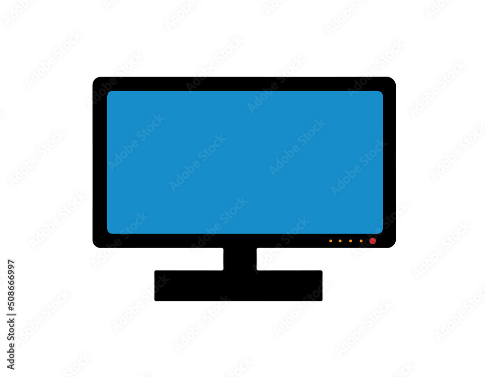 Isolated icon on the desktop of the computer. Blue TV screen. Vector EPS10. Isolated icon on the desktop of the computer. Blue TV screen. Vector EPS10.