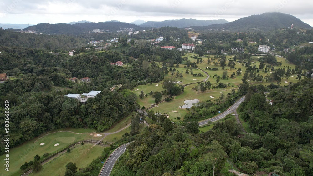 General Landscape View of the Brinchang District Within the Cameron Highlands Area of Malaysia