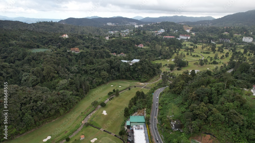 General Landscape View of the Brinchang District Within the Cameron Highlands Area of Malaysia