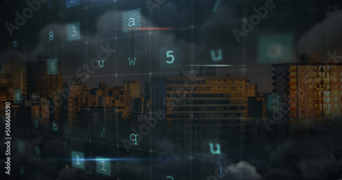 Image of cyber crime text over cityscape © vectorfusionart