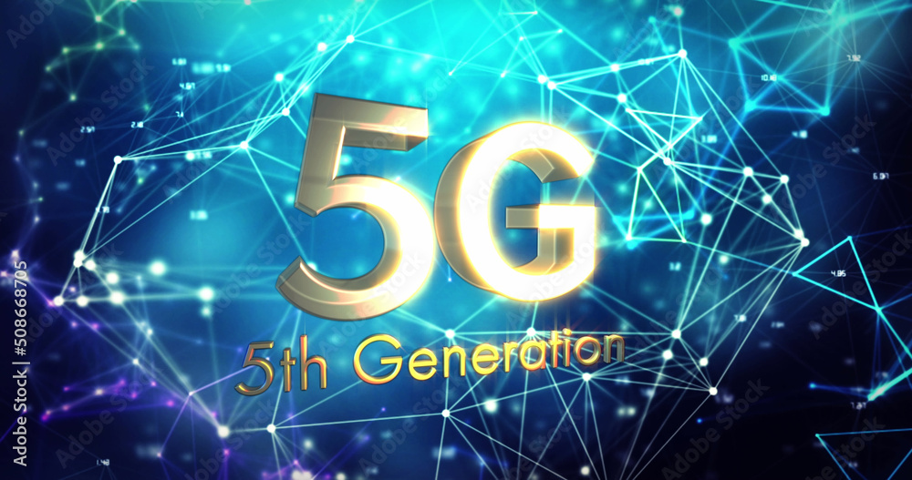 Image of 5g text over network of connections on black background Image of 5g text over network of connections on black background