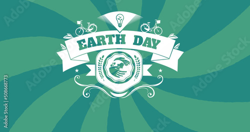 Image of earth day banner on green background