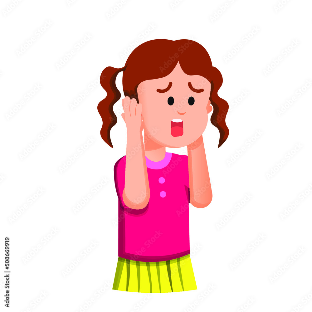 a little girl covers her ears like someone who is in fear or disturbed a little girl covers her ears like someone who is in fear or disturbed