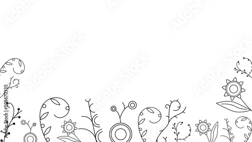 Abstract Doodle Background Nature Summer Elements Hand Drawn Collection Botanic Herbal Flora Leaf Branch Vine Flower Plant Elements Vector Desgin Style