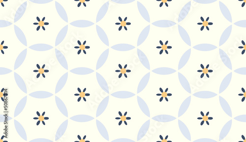 Cute small blue flowers motif doodle shapes pattern continuous classic background. Modern decoration ditsy floral fabric design textile swatch all over print block.