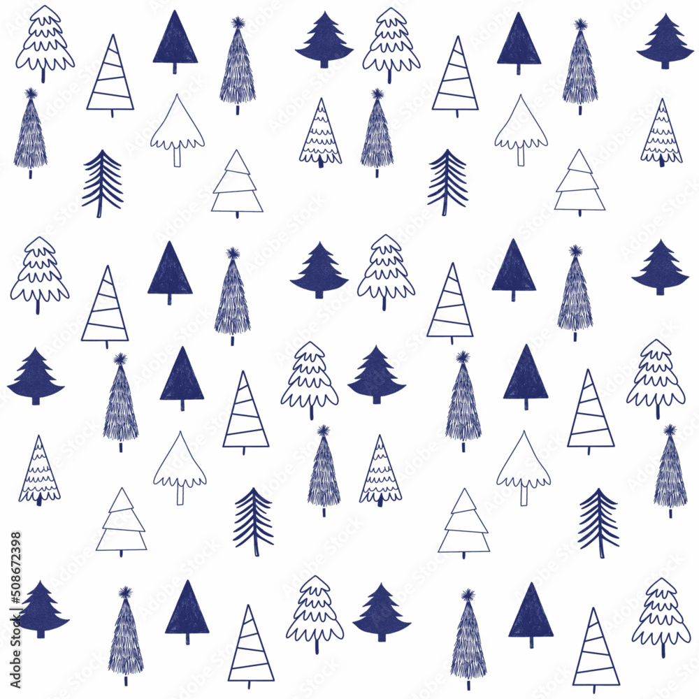 Vetor de texture,textiles,fir trees of different shapes and types