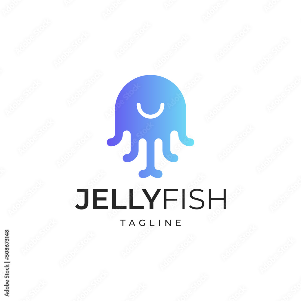 jellyfish smile gradient colorful logo vector icon
