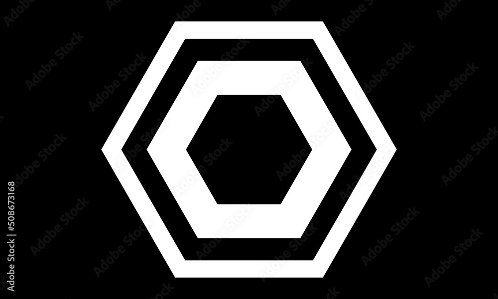 Hexagon inside ths hexagon with white and black colour Hexagon inside ths hexagon with white and black colour