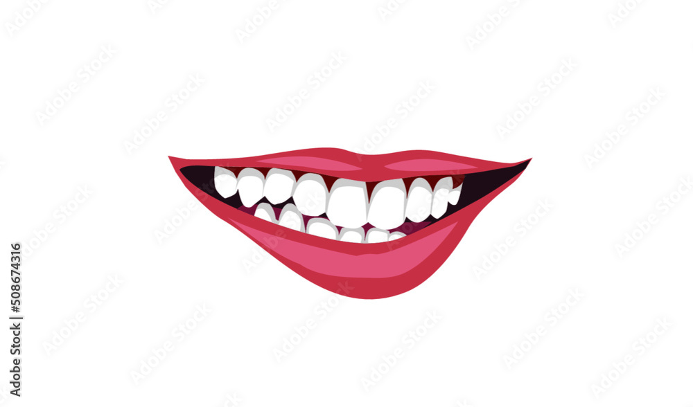 Illustration of smiling lips on a white background