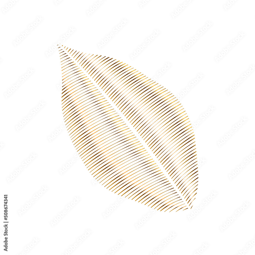 Stylized golden leaf drawn with lines Stylized golden leaf drawn with lines