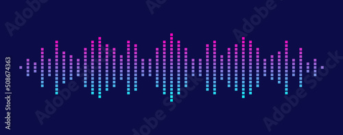 Sound wave. Multicolored audio equalizer. Audio digital signal. Voice sound wave. Motion sound wave. Music element for design audio player.