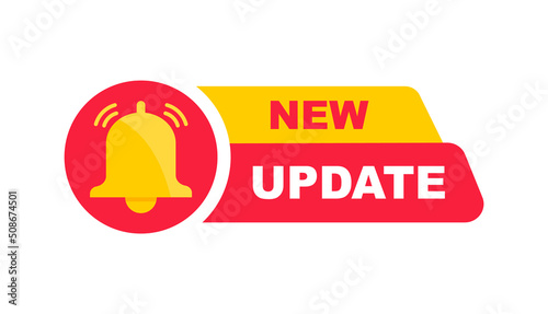 New update with bell. Modern banner with notification bell. Announcement for new update. Vector illustration.