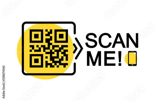QR code scan icon set. Scan me frame. QR code scan for smartphone. QR code for mobile app, payment and identification. Vector illustration. photo
