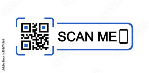 QR code scan icon set. Scan me frame. QR code scan for smartphone. QR code for mobile app, payment and identification. Vector illustration.