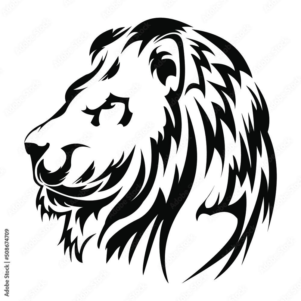 Fototapeta premium lion head vector white background