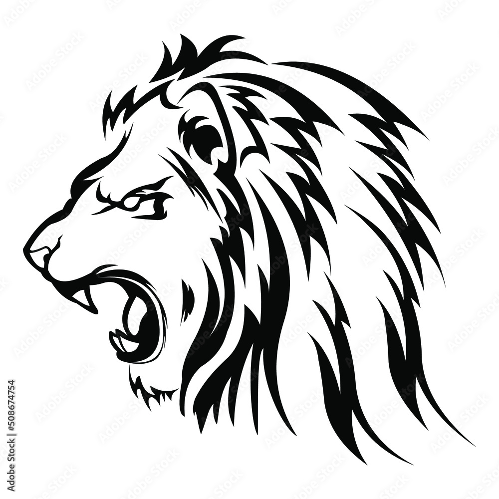 Fototapeta premium lion head roaring vector
