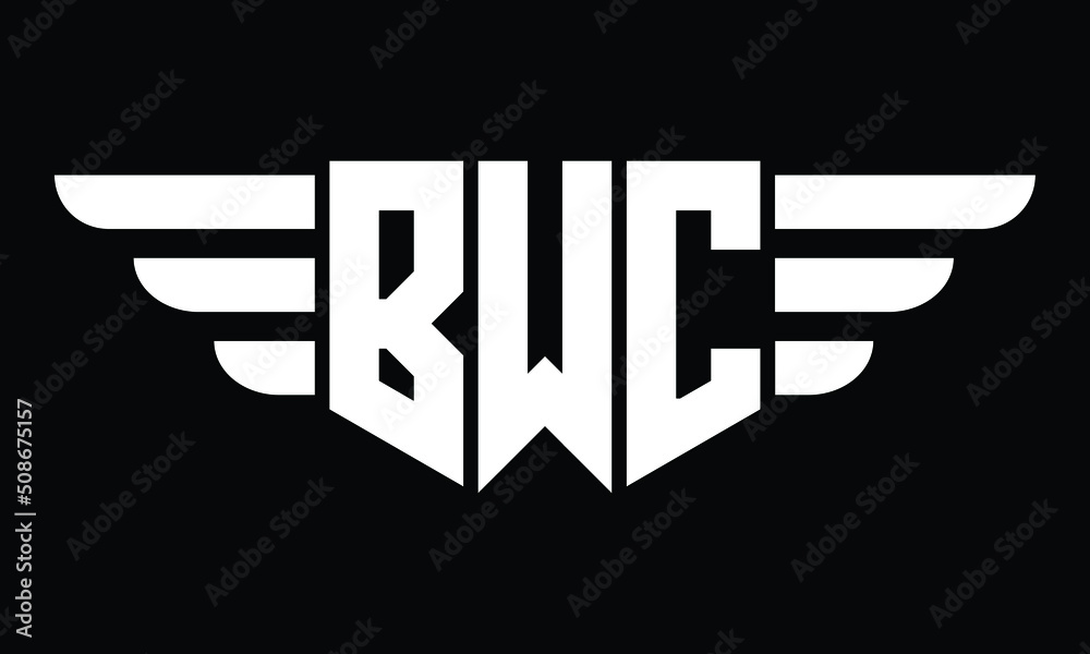 BWC three letter logo, creative wings shape logo design vector template ...