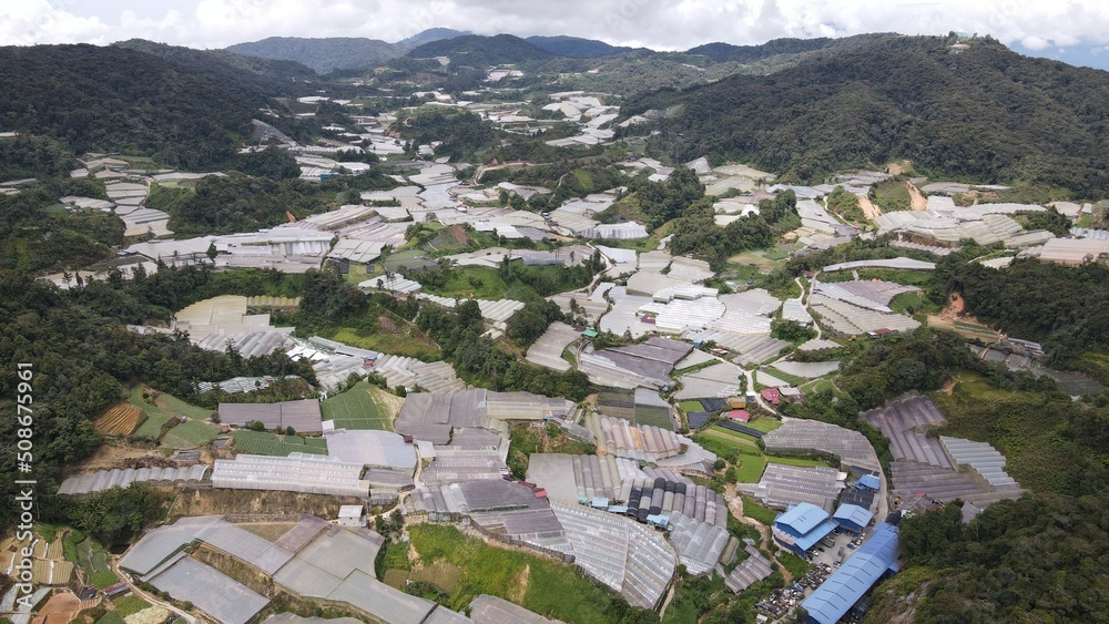 General Landscape View of the Brinchang District Within the Cameron Highlands Area of Malaysia