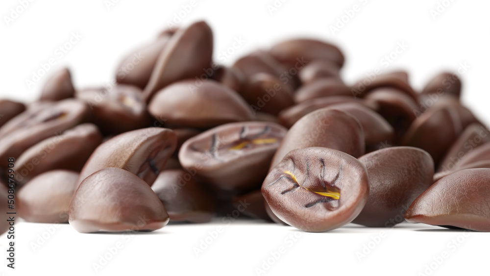 Macro of coffee beans group. 3D Render. Macro of coffee beans group. 3D Render.