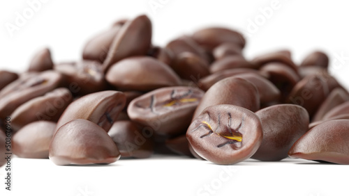 Macro of coffee beans group. 3D Render.