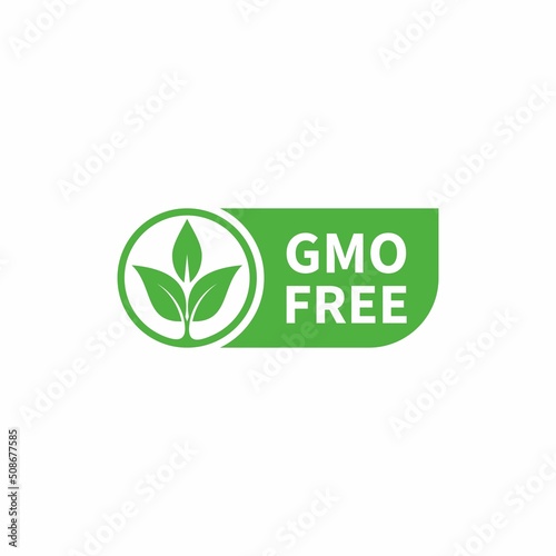 Green colored GMO free emblems, badge, logo, icon. Vector stock illustration.