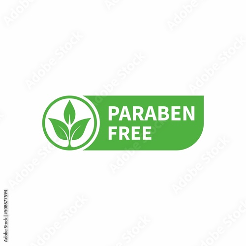 Green label paraben free. Symbol, sign. Organic, bio, eco symbol. Natural product. Vector stock illustration.
