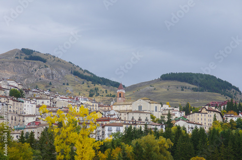 The small tourist village of Rivisondoli with intense autumn colors