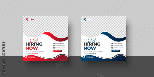 We are hiring job vacancy social media post or square web banner template design