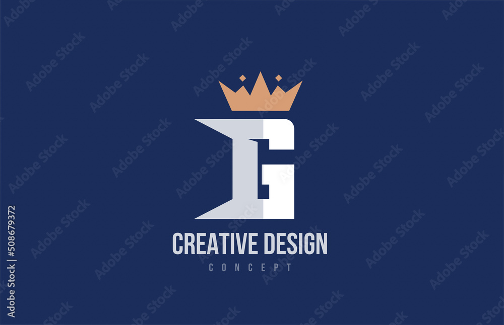 Fototapeta premium king crown G alphabet letter logo icon design. Creative template for business and company
