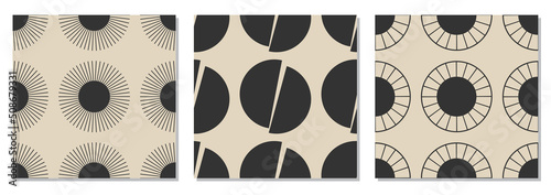 Set of minimalist seamless patterns with abstract creative geometric composition