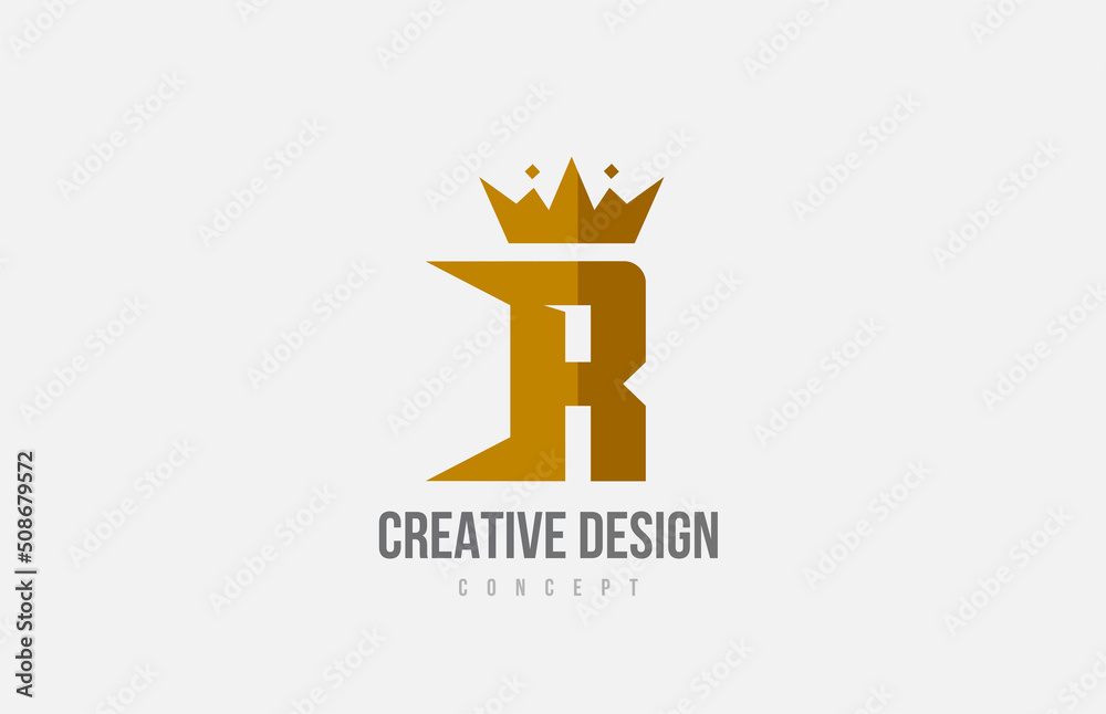brown king crown A alphabet letter logo icon with spikes. Creative design for company and business