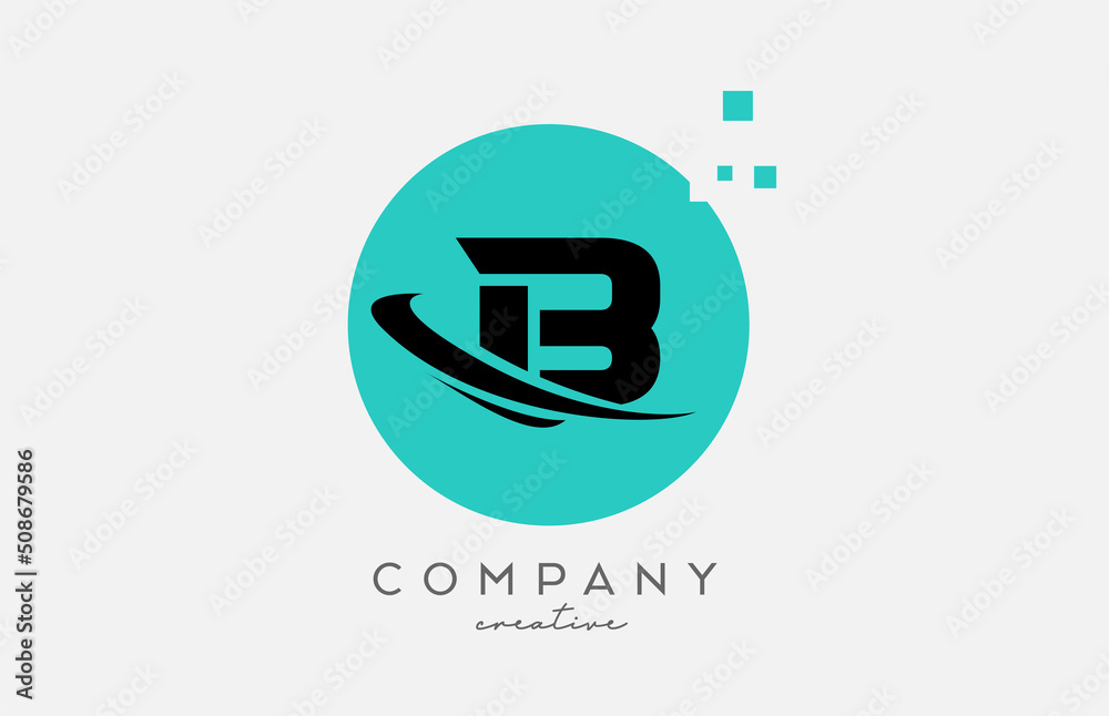 Circle B alphabet letter logo icon with dots and swoosh. Template design for a company or business Circle B alphabet letter logo icon with dots and swoosh. Template design for a company or business