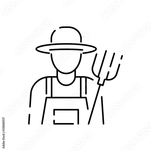 Farming and Agriculture icon thin line style. Global farming and harvest. Village. Peasant and farmer
