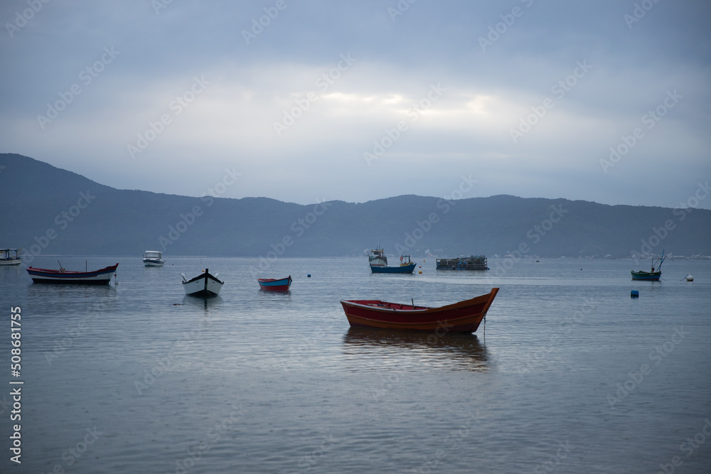 boats on the lake in florianopolis Brazil