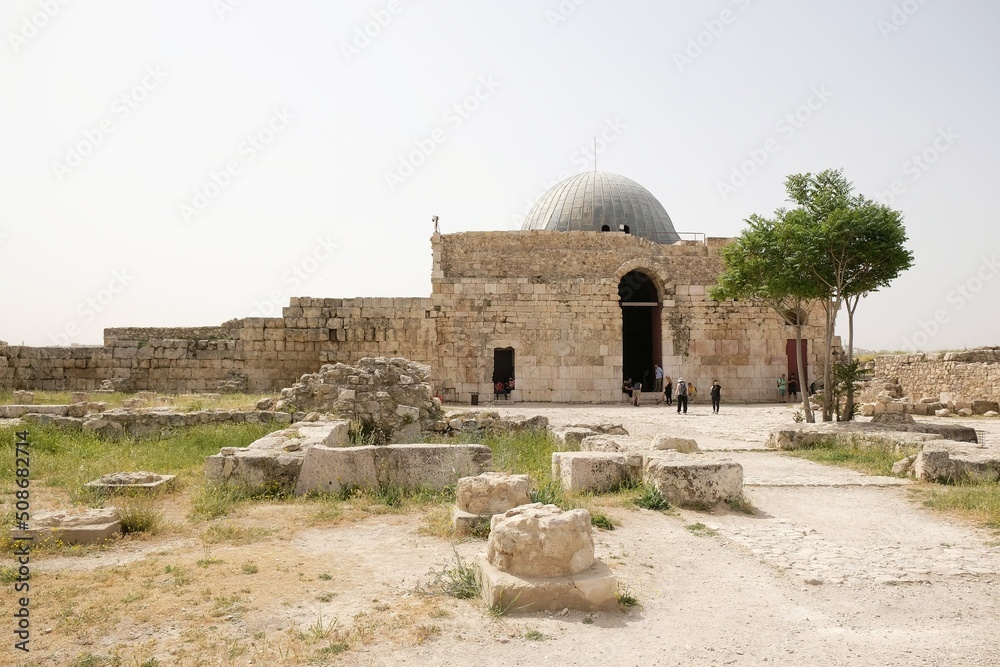 Ruins of Citadel Jebel Al Qala'a in Amman. Ummayad Palace in Citadel Jebel Al Qala'a. Jordan. 