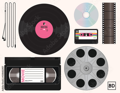 Retro Media Vector Set