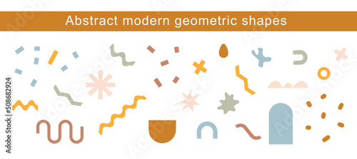 Big set of hand drawn various shapes and doodle objects. Abstract contemporary modern trendy vector illustration. All elements are isolated.