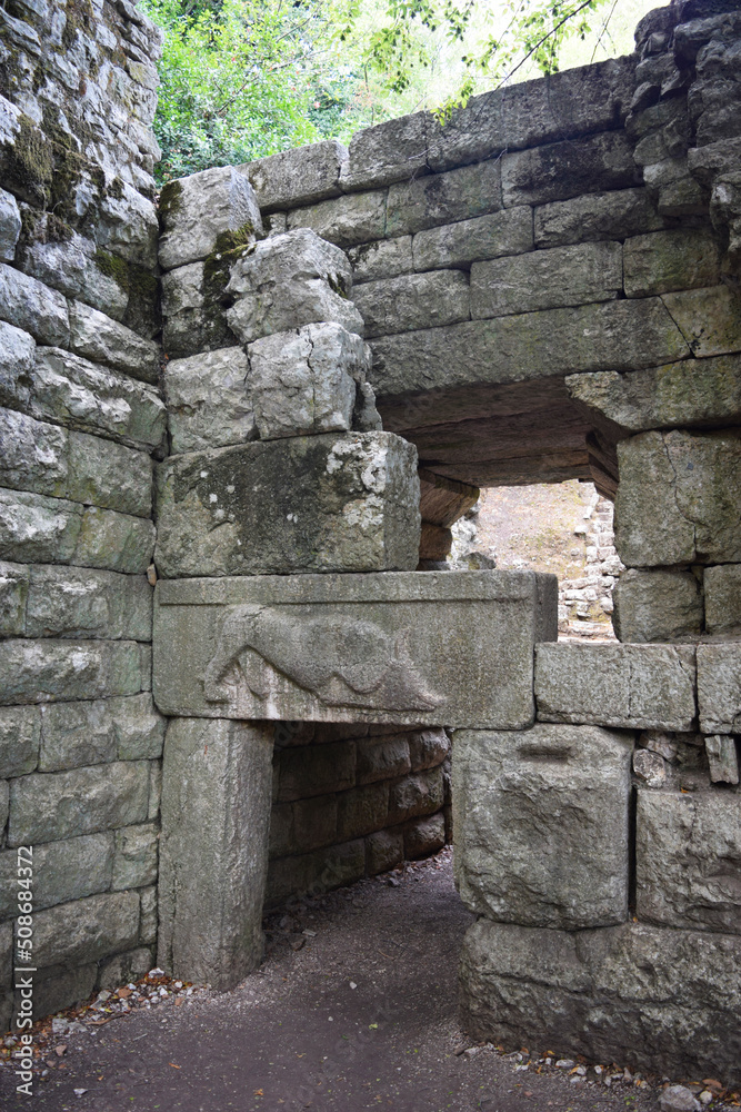 Lion Gate in Butrint National Natural and Archaeological Park in Albania