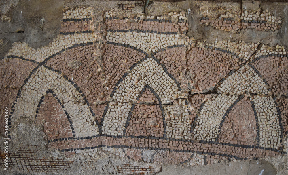 Mosaic of the ancient Baptistery dated from the 6th century at Butrint,